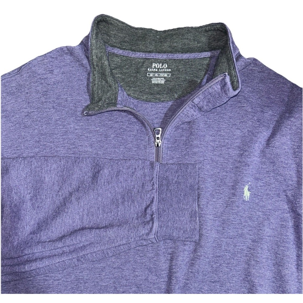 Polo Ralph Lauren Sweater Mens 4LT Heathered Purple Quarter Zip Pullover